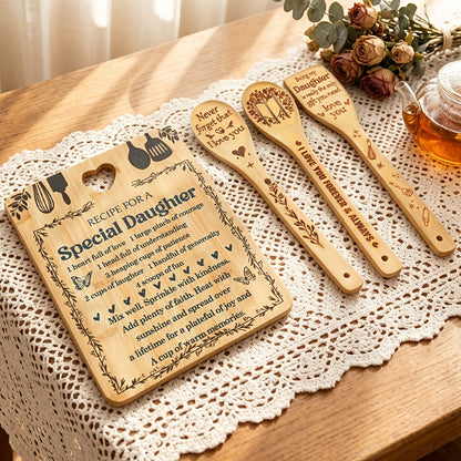 Recipe for a Special Daughter Bamboo Cutting Board and Utensil Set