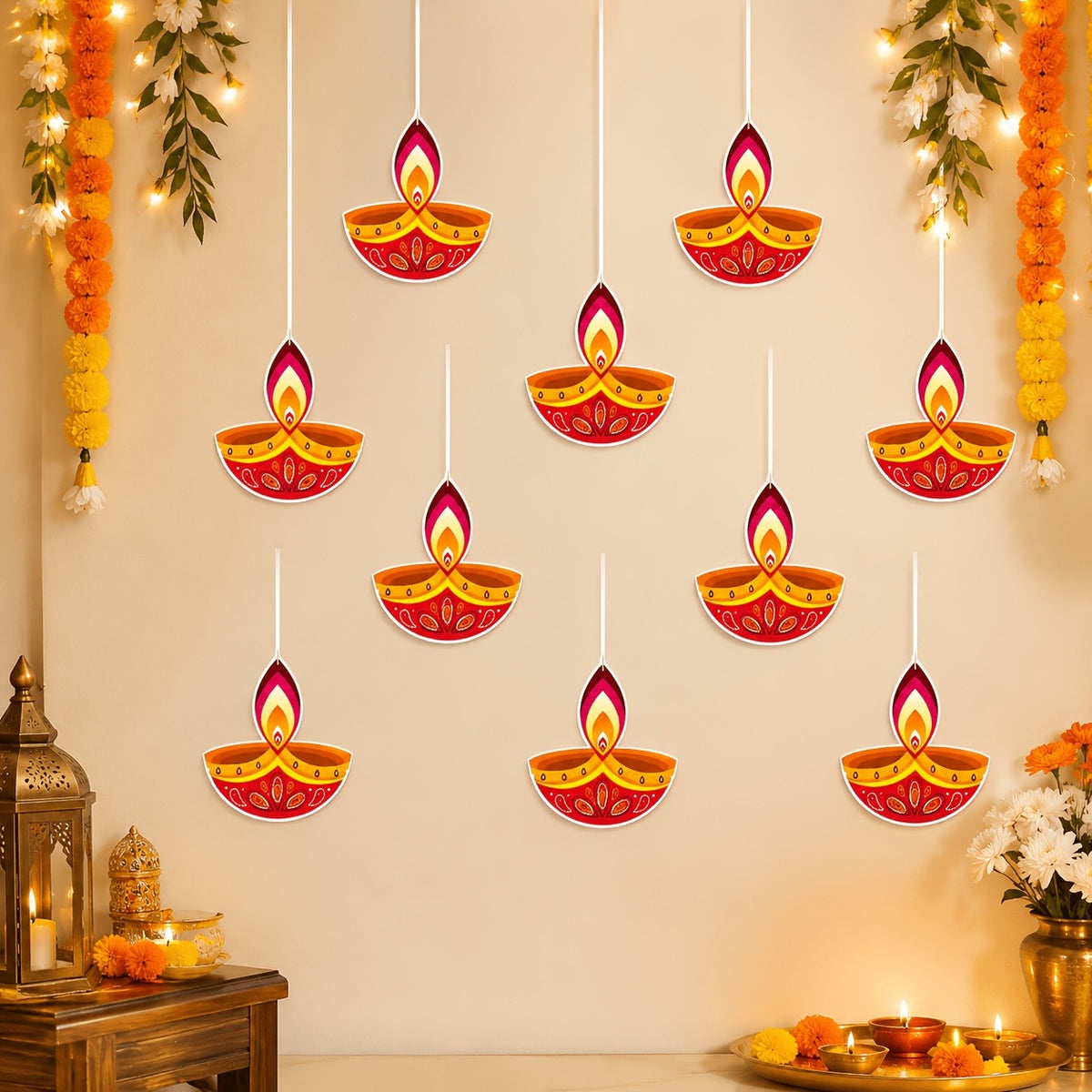 10-Piece Paper Hanging Festival Ornament Set