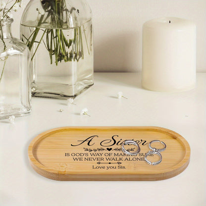 Oval Bamboo Jewelry Tray, Country-Style Desktop Organizer