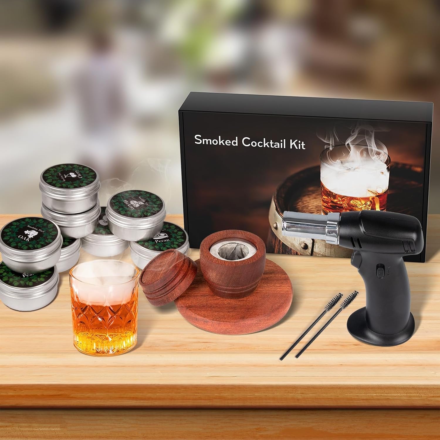 Whiskey Smoker Kit with Torch, Birthday Gifts for Him, Men, Dad, Husband, Cocktail Smoker Infuser Kit Old Fashioned Drink Smoker Kit Fathers Day Bourbon Whiskey Gifts