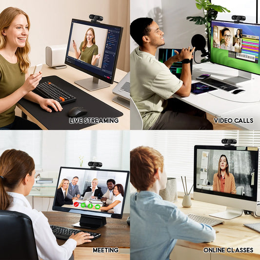 Webcam 4K HD USB Autofocus PC Webcam with Dual Mics for PC Laptop Computer Gaming Streaming Webcam