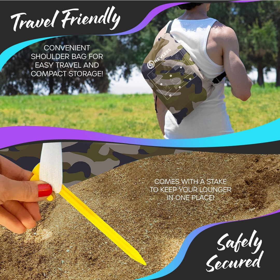 Nevlers Inflatable Air Lounger Sofa Chair Bed with Carry Bag and Pockets Waterproof 210T Polyester Outdoor Travel Use