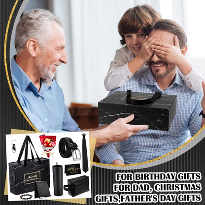 Men's 10-Piece Gift Set: Cup, Wallet, Tie and Belt, Red Box