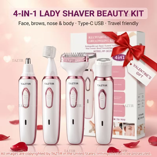 Women's 4-in-1 Rechargeable Electric Shaver and Trimmer Kit, White