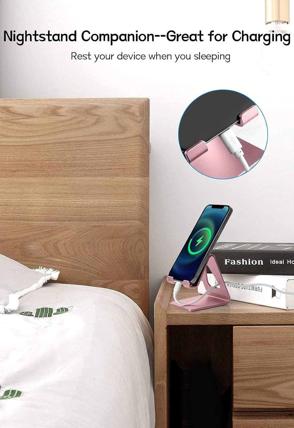 Desk Cell Phone Stand, Phone Holder, Desktop Phone Cradle Dock for Iphone17 16 15 14 Pro 11 X Xs Max 8 7 6 6S plus SE 5 5S Samsung All Smart Phones,Pink