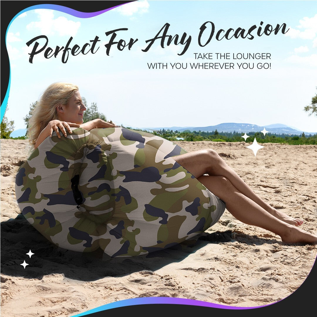 Nevlers Inflatable Air Lounger Sofa Chair Bed with Carry Bag and Pockets Waterproof 210T Polyester Outdoor Travel Use