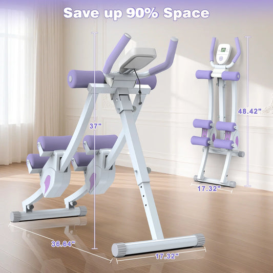 Adjustable Ab Workout Machine with 4 Resistance Levels, Foldable Core Trainer with LCD Monitor, 440 lb Capacity for Home Gym