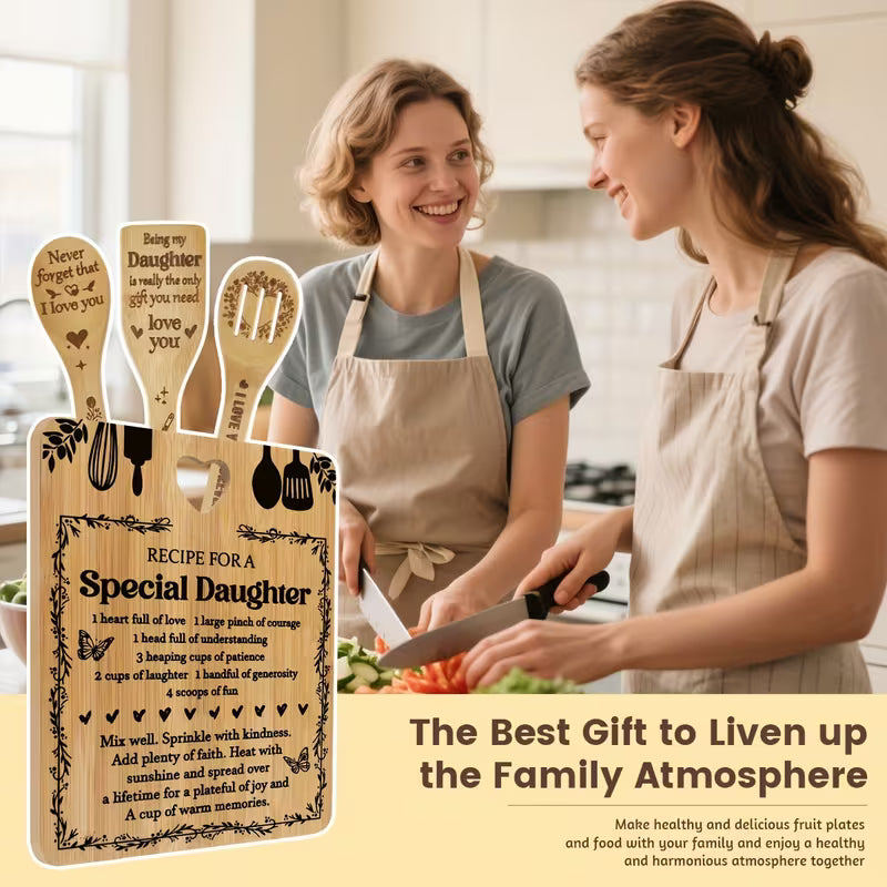 Recipe for a Special Daughter Bamboo Cutting Board and Utensil Set