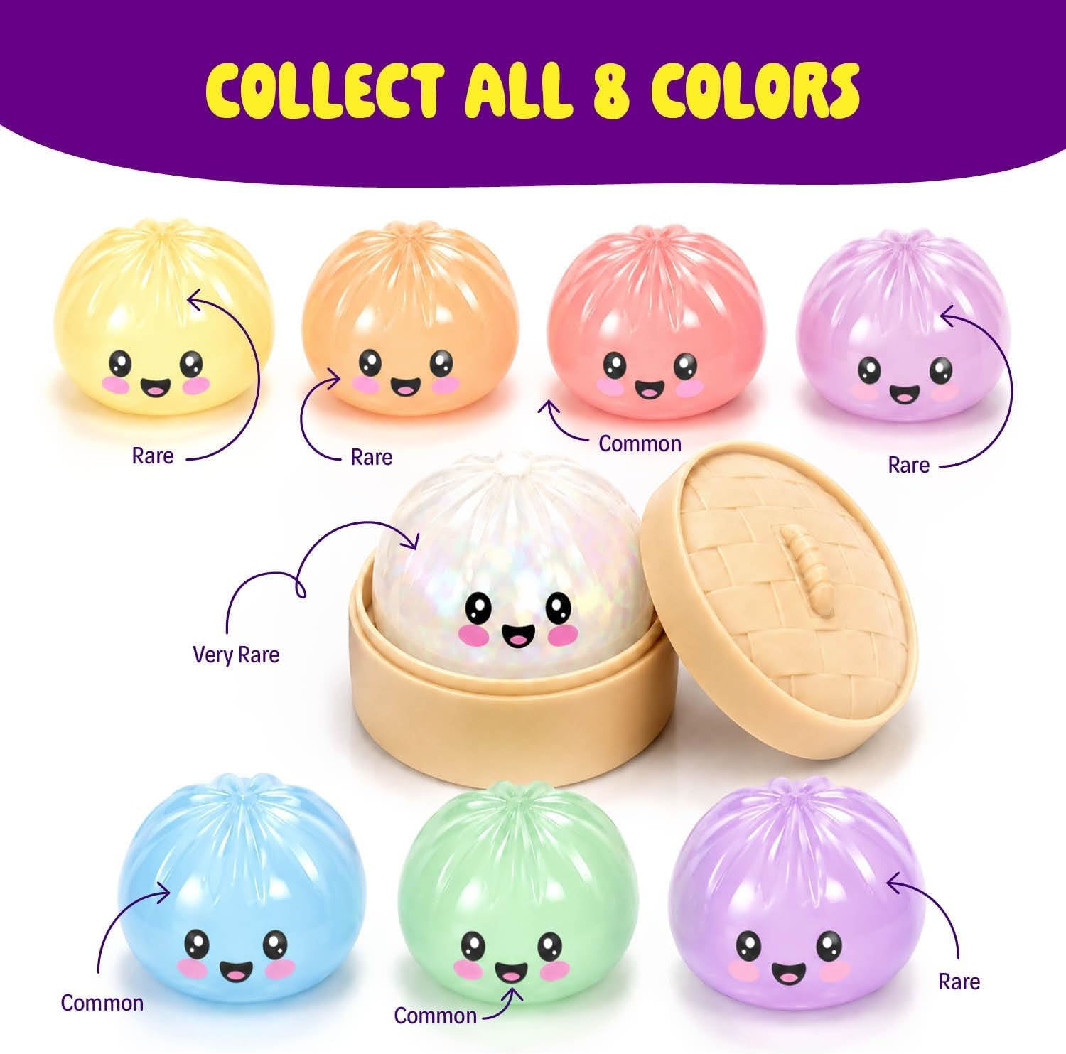 Glitter Dumpling Squishy Mystery Box - UV Color-Changing - Squishies Squeeze Toys - Squishys Big Dumplings Fidget Stress Sensory Toys - Gifts for Kids, Teens, Girls, Boys - Desk Toy (Squishy Dumpling)