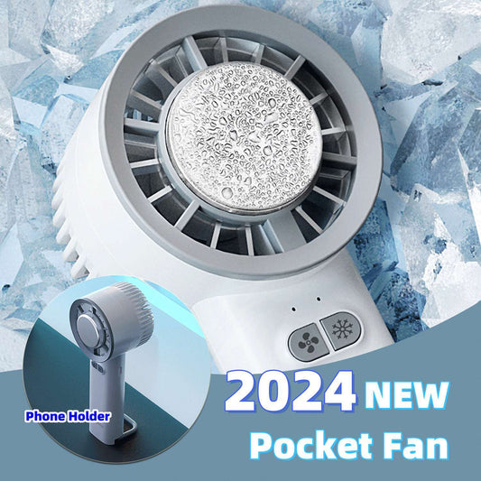 Portable Handheld Turbo Jet Fan Brushless Motor High Speed Mini Fan 3600mAh Rechargeable 3-Speed Ice Cooling Fan Light Blue