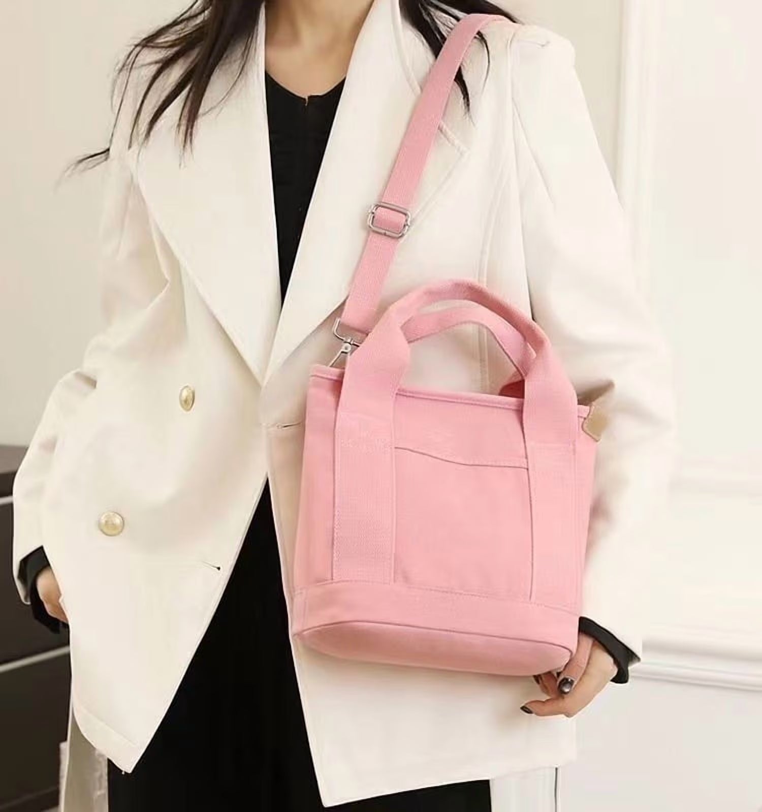 New Large Capacity Multi-Pocket Handbag Women'S Canvas Tote Purses Crossbody Bag Vintage Tote Bags for School