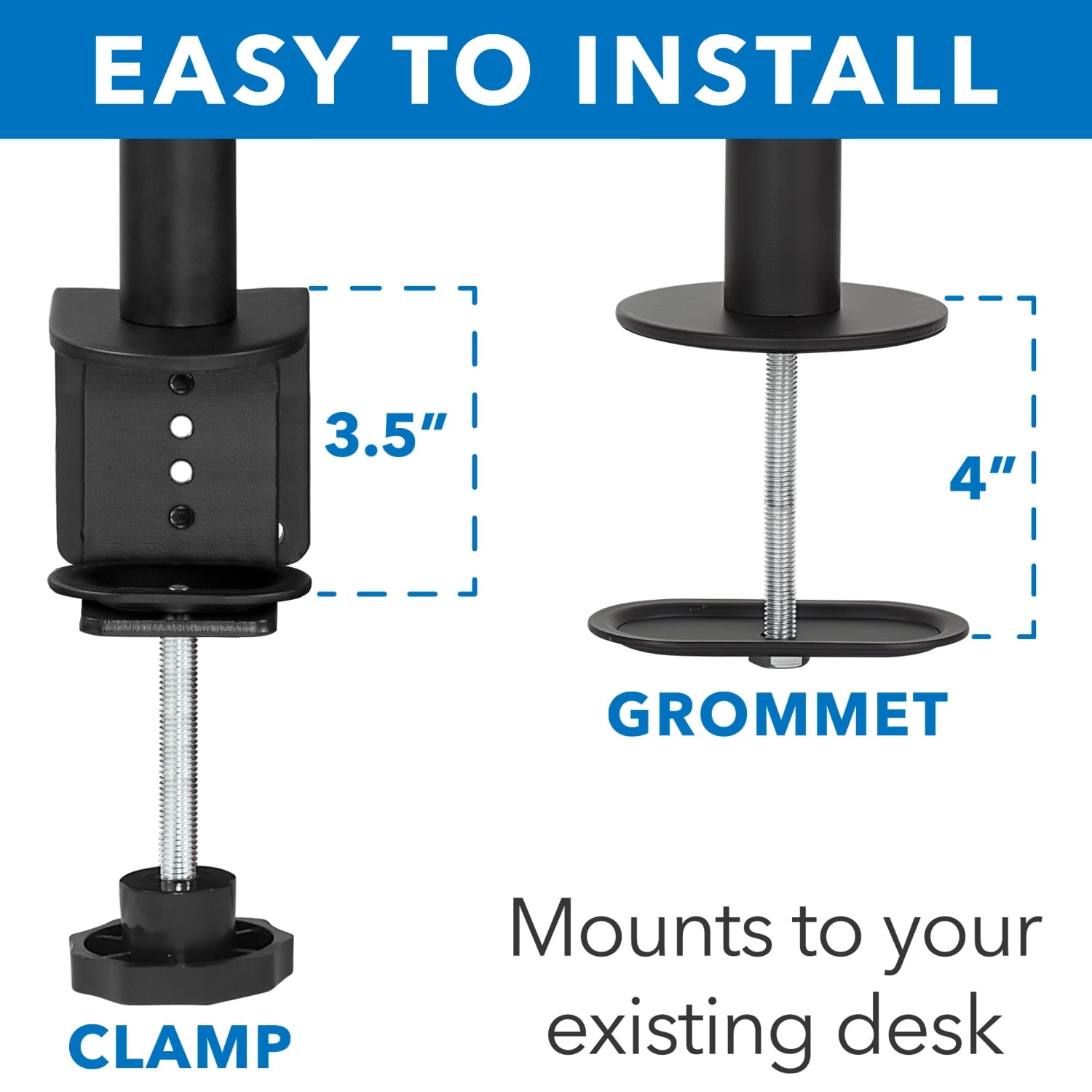Adjustable Dual Monitor Desk Mount with Full-Motion Arms, Steel, 17–32 in Screens, 22 lbs Capacity