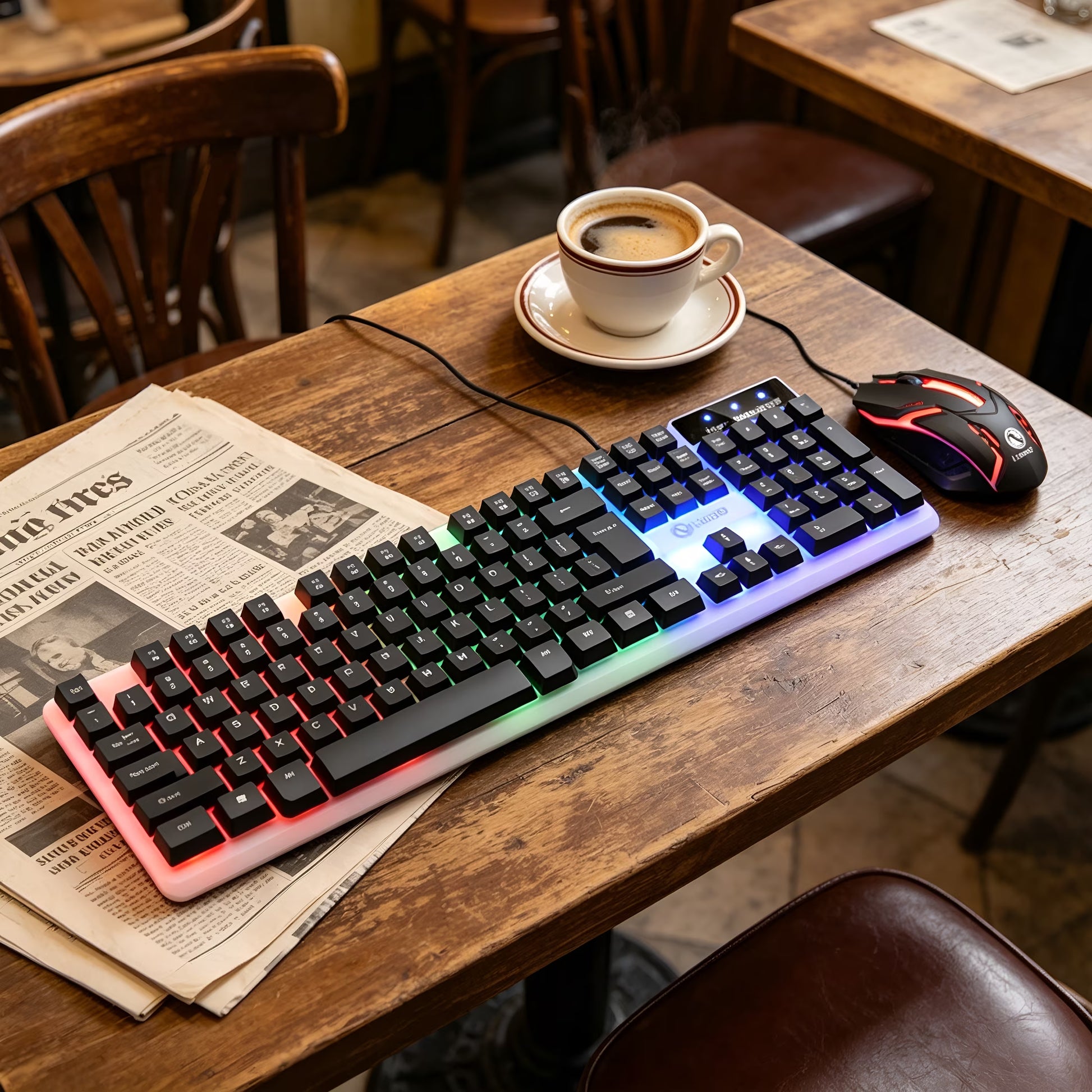 Gaming Keyboard and Mouse Combo,Luminous Wireless Mechanical Feel Keyboard with Suspended Keys,104-Key Backlit Adjustable Keyboard and Ergonomic Mouse for Pc Gaming Computer Setup