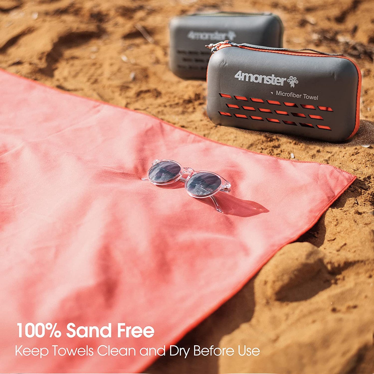Microfiber Quick Dry Travel Towel with EVA Case and Carabiner Lightweight Absorbent Gym Camping Beach Use