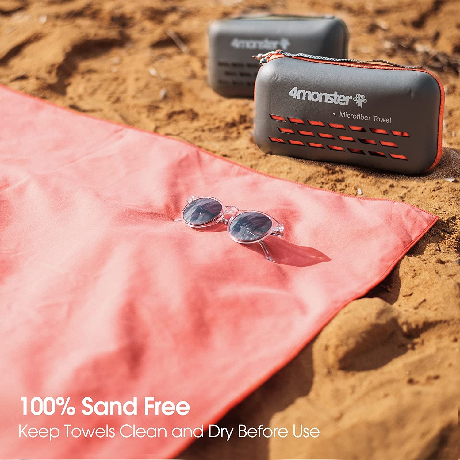 Microfiber Quick Dry Travel Towel with EVA Case and Carabiner Lightweight Absorbent Gym Camping Beach Use