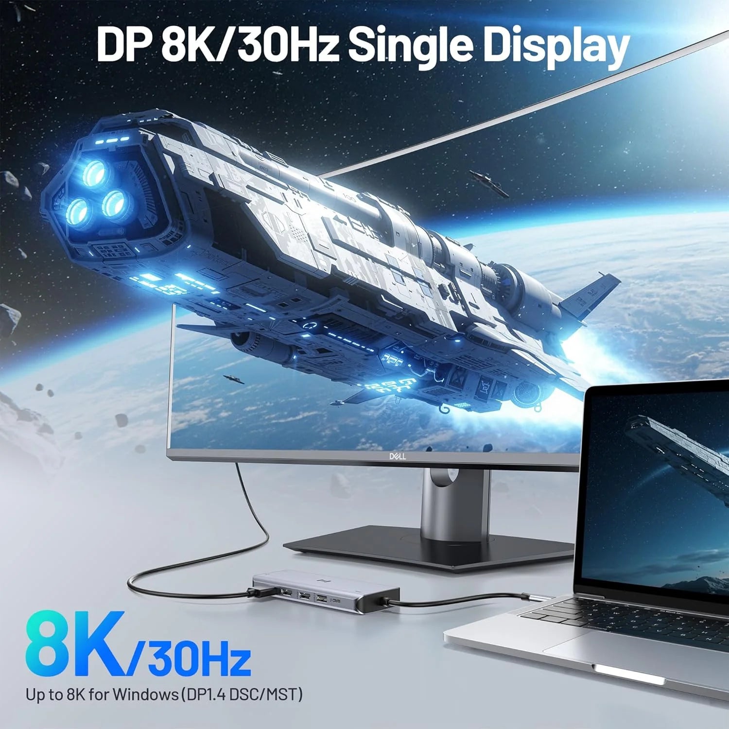 USB-C Triple Display Docking Station, 15-In-1 Laptop Hub with Dual HDMI, 8K DP, VGA, 10Gbps Data Transfer, PD Charging, Compatible with Windows/Mac