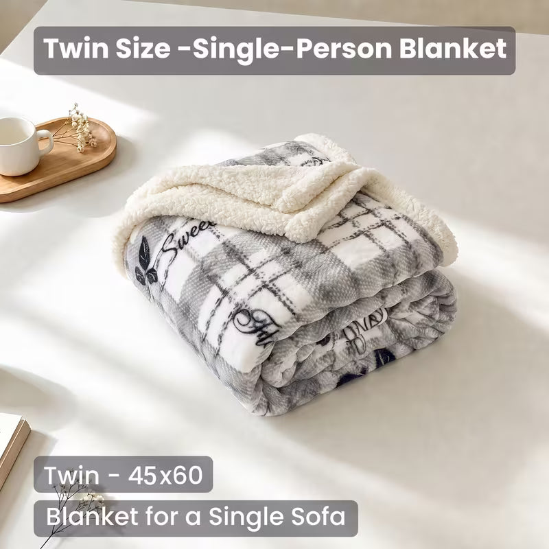 Gray Checkered Heavyweight Blanket, Twin 45x60 In, Machine Washable