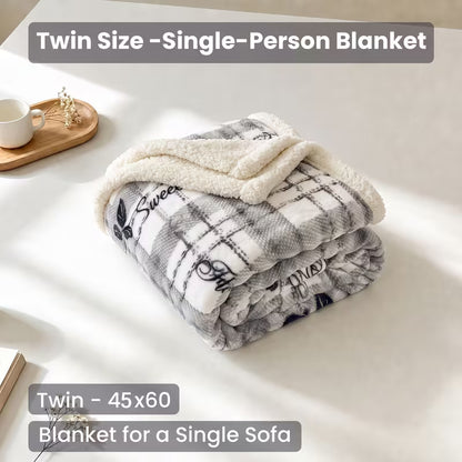 Gray Checkered Heavyweight Blanket, Twin 45x60 In, Machine Washable