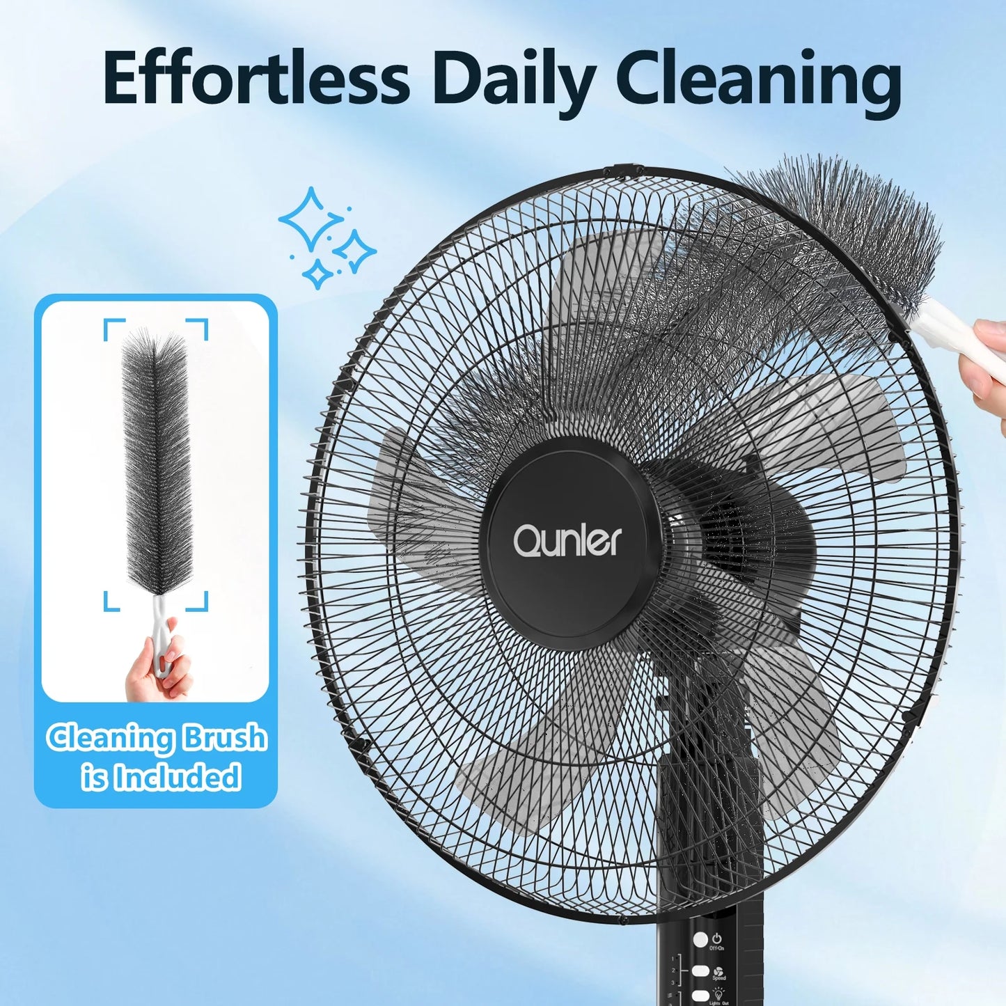 18" Oscillating Pedestal Fan with Remote and Timer, Adjustable High-Velocity Quiet Electric Standing up Fan for Home and Bedroom, Black