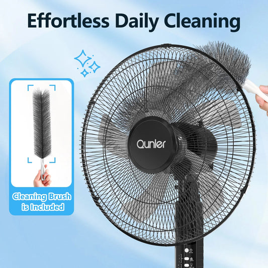18" Oscillating Pedestal Fan with Remote and Timer, Adjustable High-Velocity Quiet Electric Standing up Fan for Home and Bedroom, Black