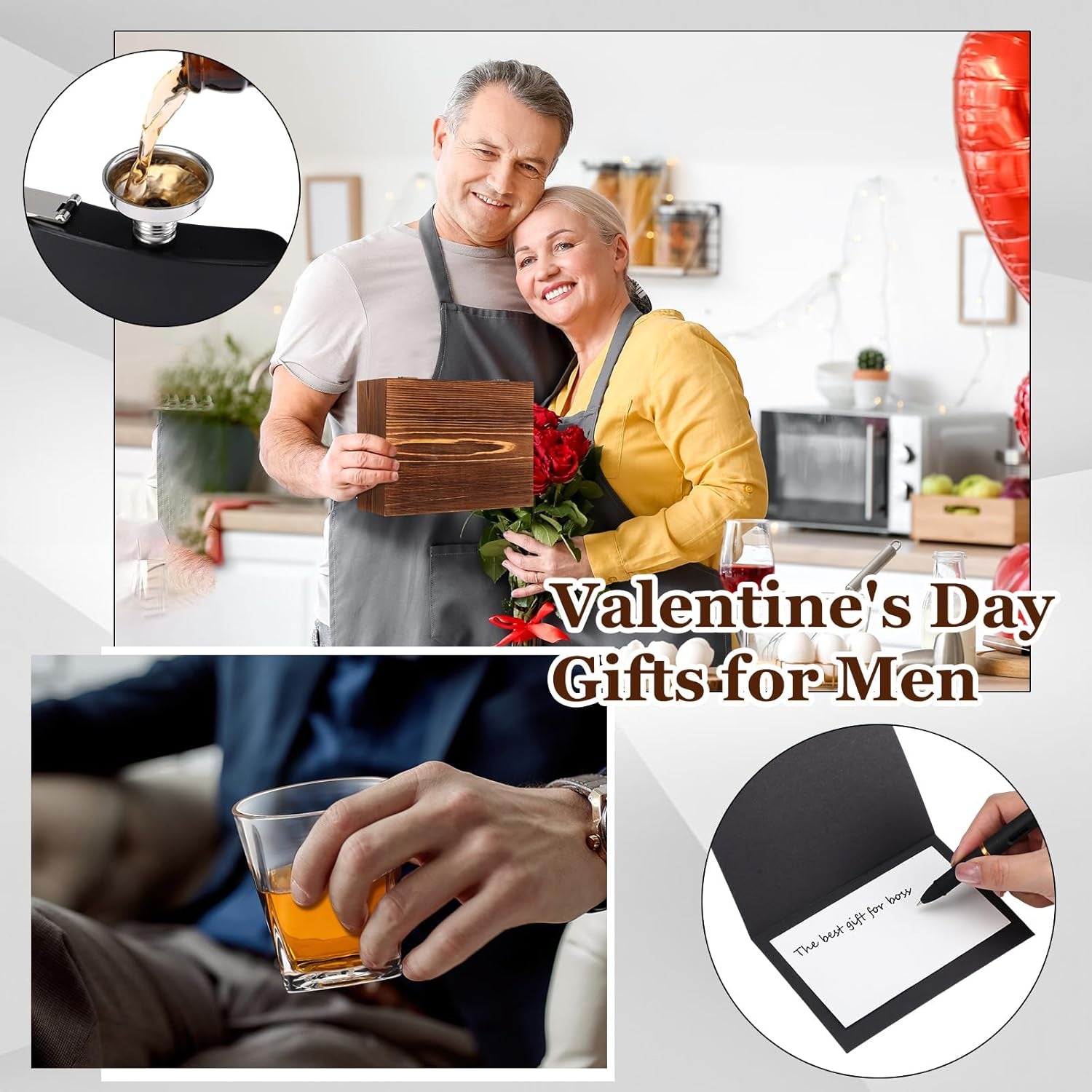 Gifts for Men Dad,12 Pcs Whiskey Gifts Set with Whiskey Glasses Stainless Steel Stones Flask Coaster Pen Card for Father'S Day Birthday Retirement Gift for Husband Drinking Lover(Classic)