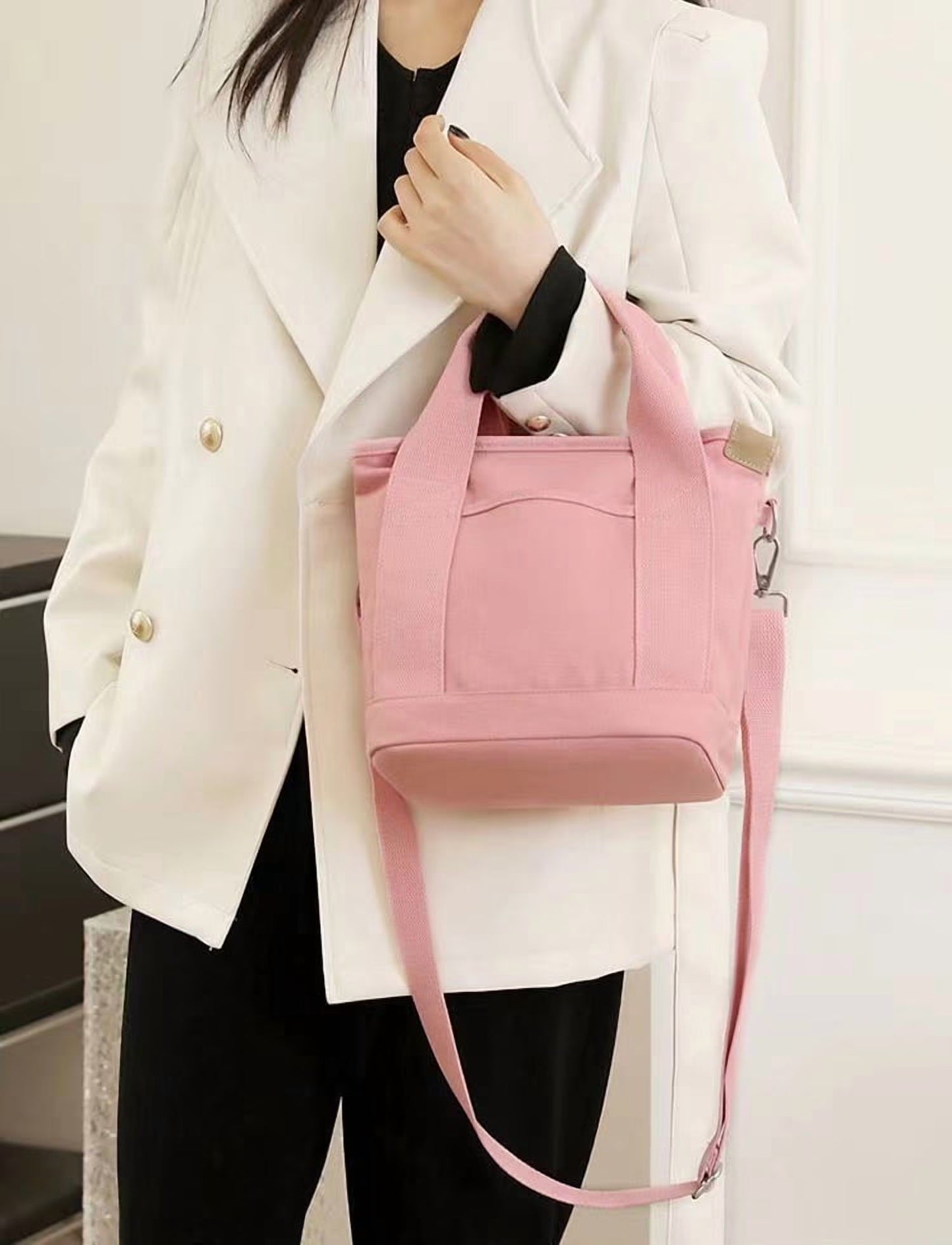New Large Capacity Multi-Pocket Handbag Women'S Canvas Tote Purses Crossbody Bag Vintage Tote Bags for School