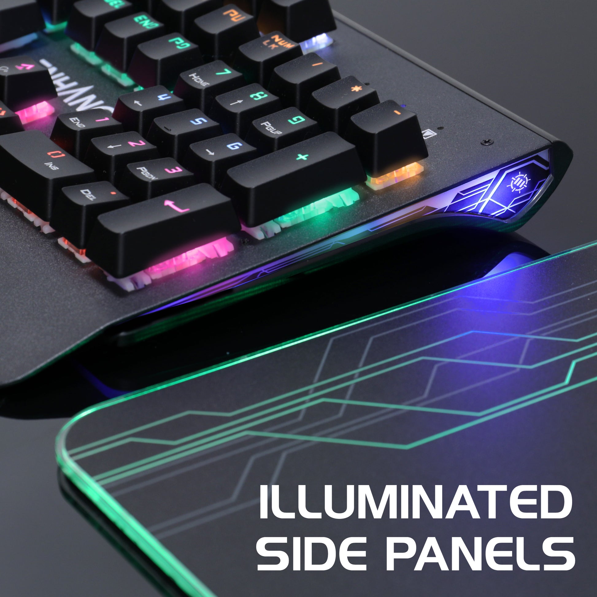 Gaming Keyboard W/ Blue Tactile Mechanical Switches - Rainbow LED with 7 Effects