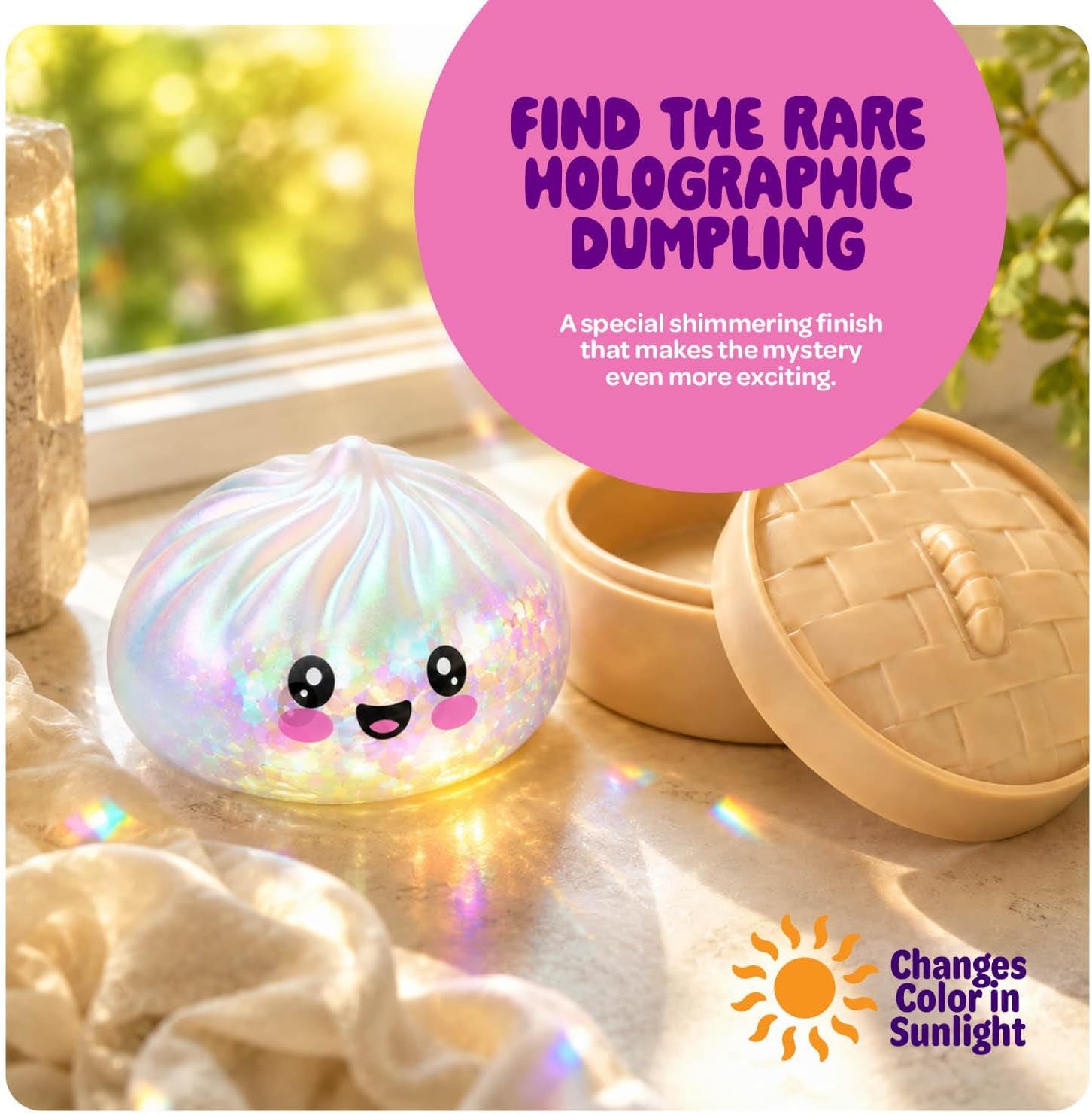 Glitter Dumpling Squishy Mystery Box - UV Color-Changing - Squishies Squeeze Toys - Squishys Big Dumplings Fidget Stress Sensory Toys - Gifts for Kids, Teens, Girls, Boys - Desk Toy (Squishy Dumpling)