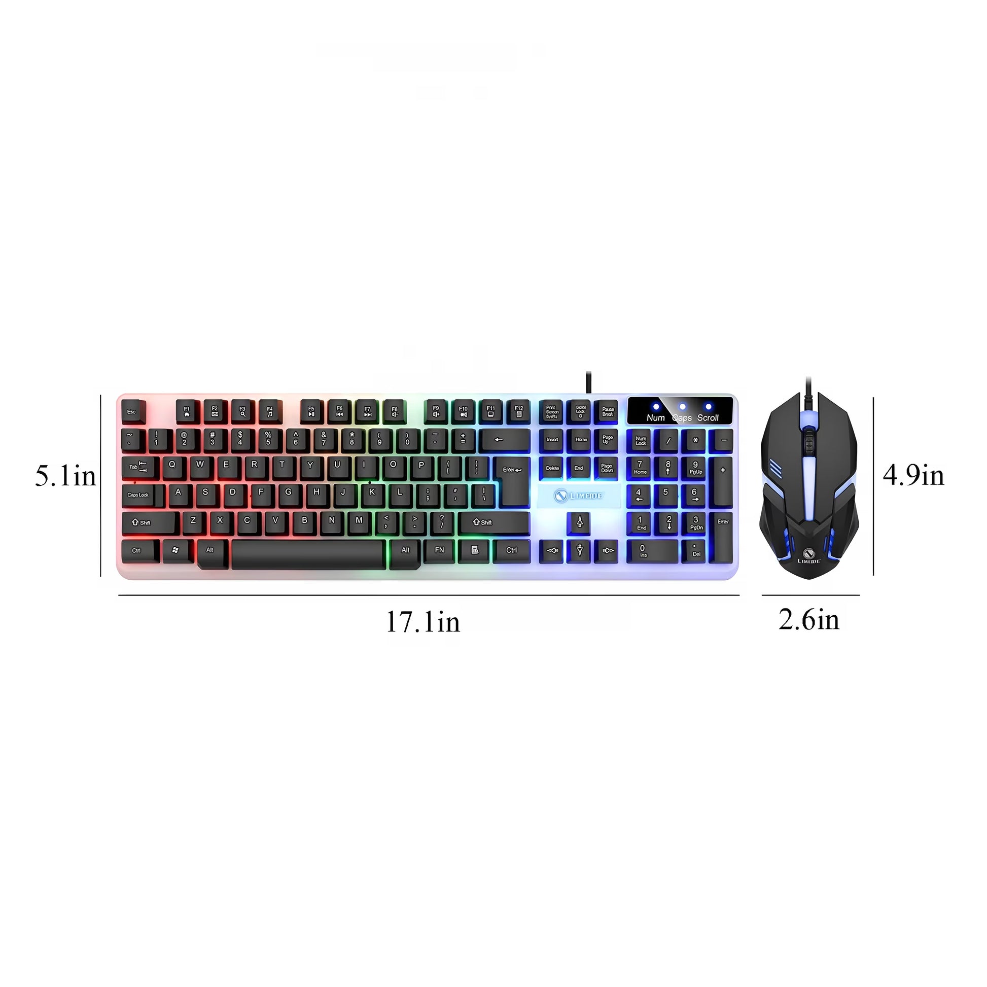 Gaming Keyboard and Mouse Combo,Luminous Wireless Mechanical Feel Keyboard with Suspended Keys,104-Key Backlit Adjustable Keyboard and Ergonomic Mouse for Pc Gaming Computer Setup
