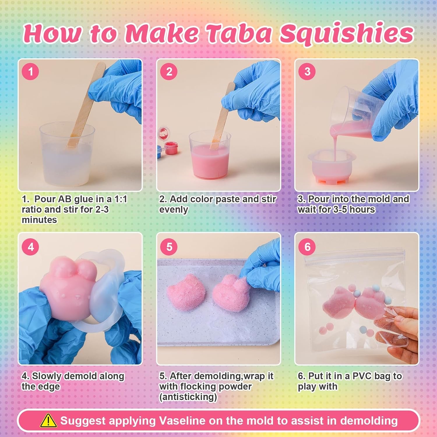 Taba Squishy Making Kit, DIY Taba Squishy Kit, 18Oz Fufu Squishy 7 Molds Silicone, Liquid Silicone 1:1 AB Ratio Epoxy Resin Mix for Squishy, Stress Relief Taba Squishies, Gifts for Any Occasion