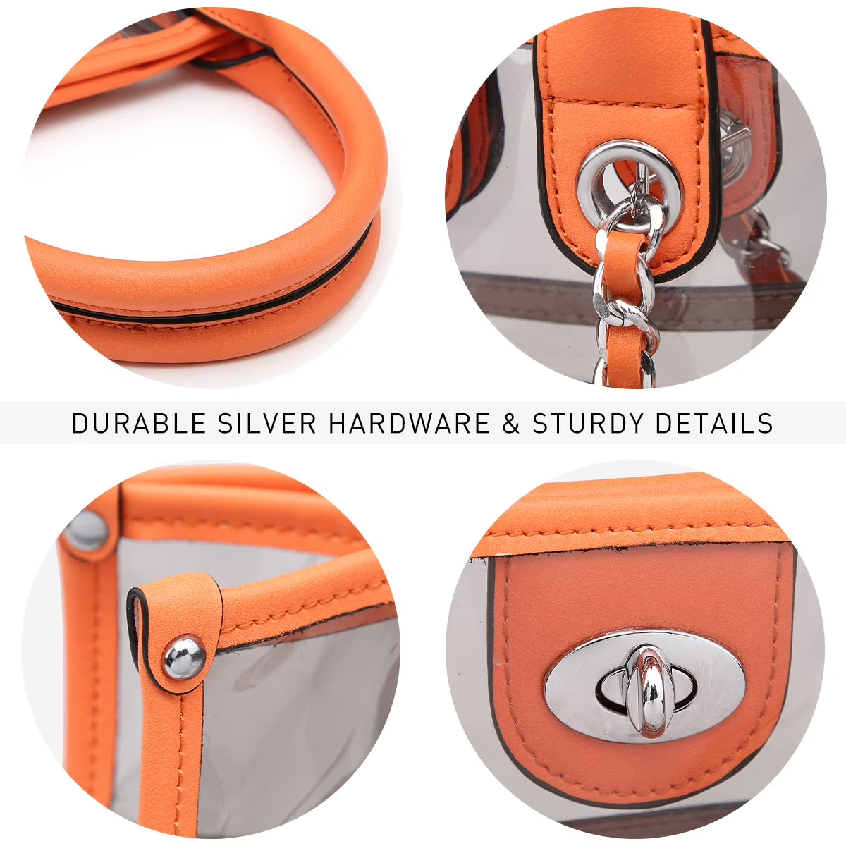 Women Large Clear Tote PVC Purse with Small Crossbody Bag 2-Piece Set - Transparent Stadium Approved Shoulder Handbag