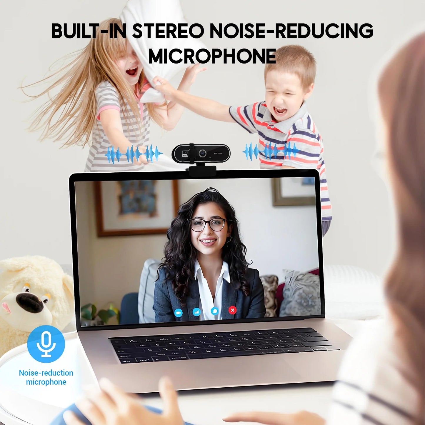 Webcam 4K HD USB Autofocus PC Webcam with Dual Mics for PC Laptop Computer Gaming Streaming Webcam