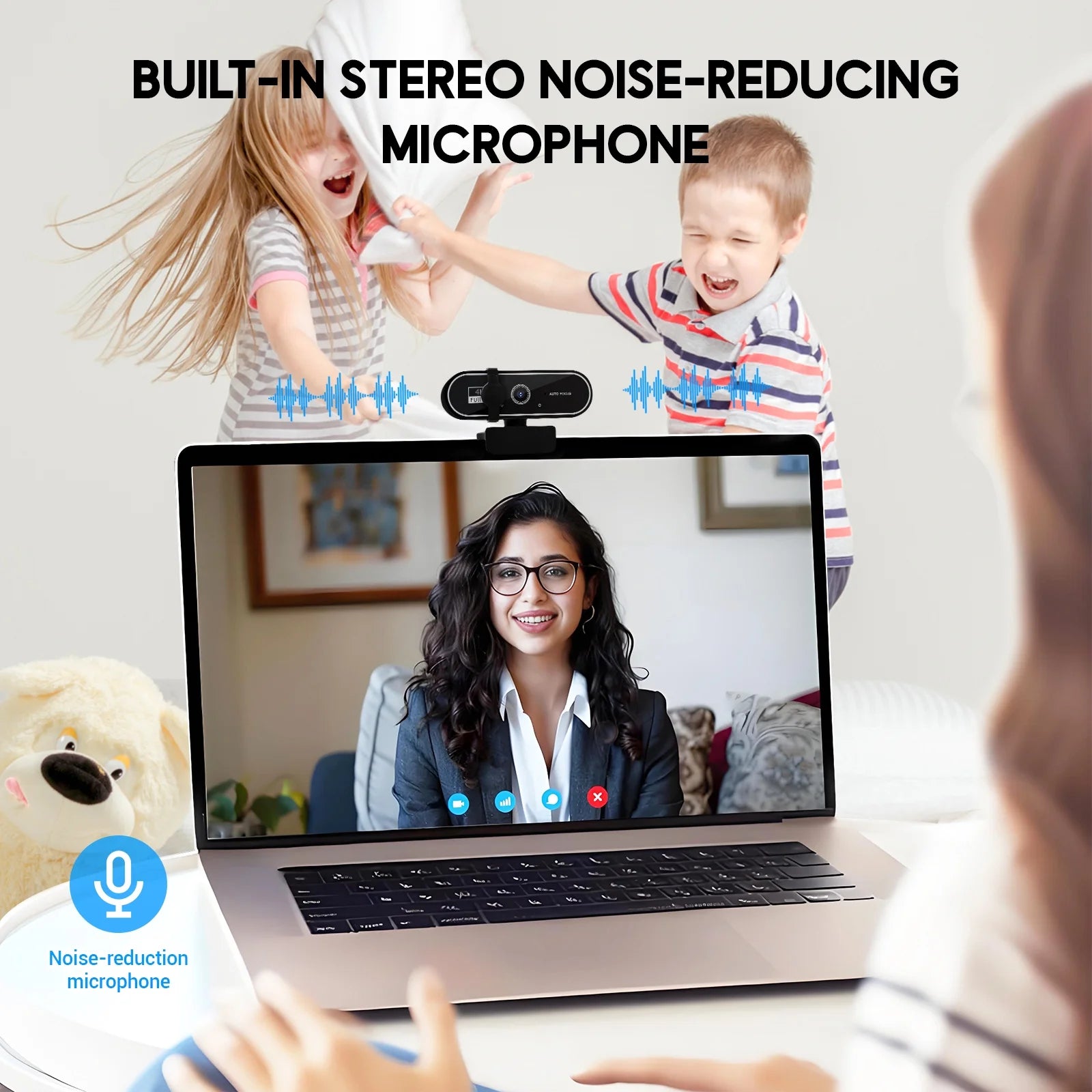 Webcam 4K HD USB Autofocus PC Webcam with Dual Mics for PC Laptop Computer Gaming Streaming Webcam