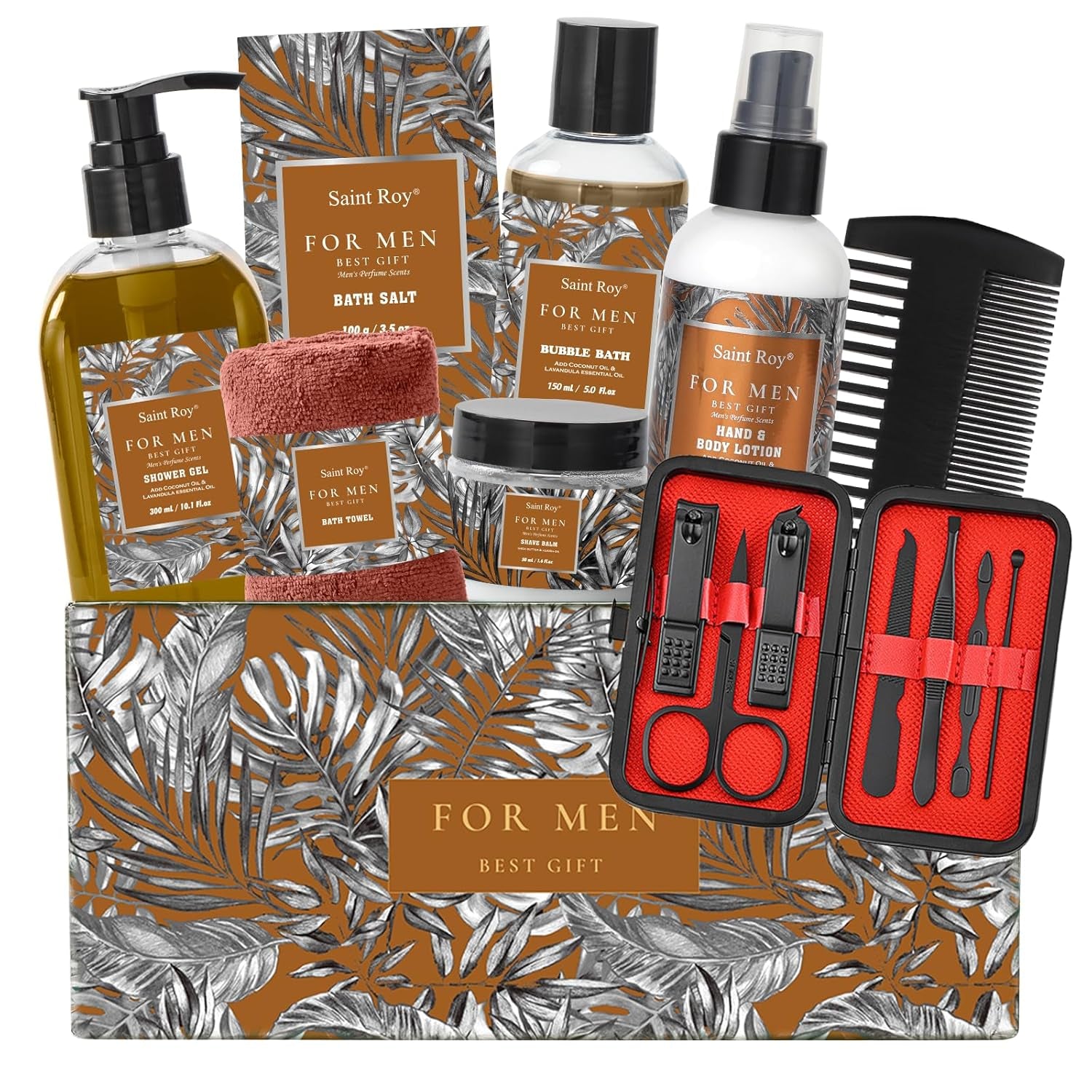 15 Pcs Mens Perfume Bath & Body Care Gift Basket Set for Men, Father'S Day Gifts for Dad, Men Skin Care Gift Set, Man Spa Basket Set, Home Spa Kit, Birthday, Anniversary, Christmas, Boyfriend