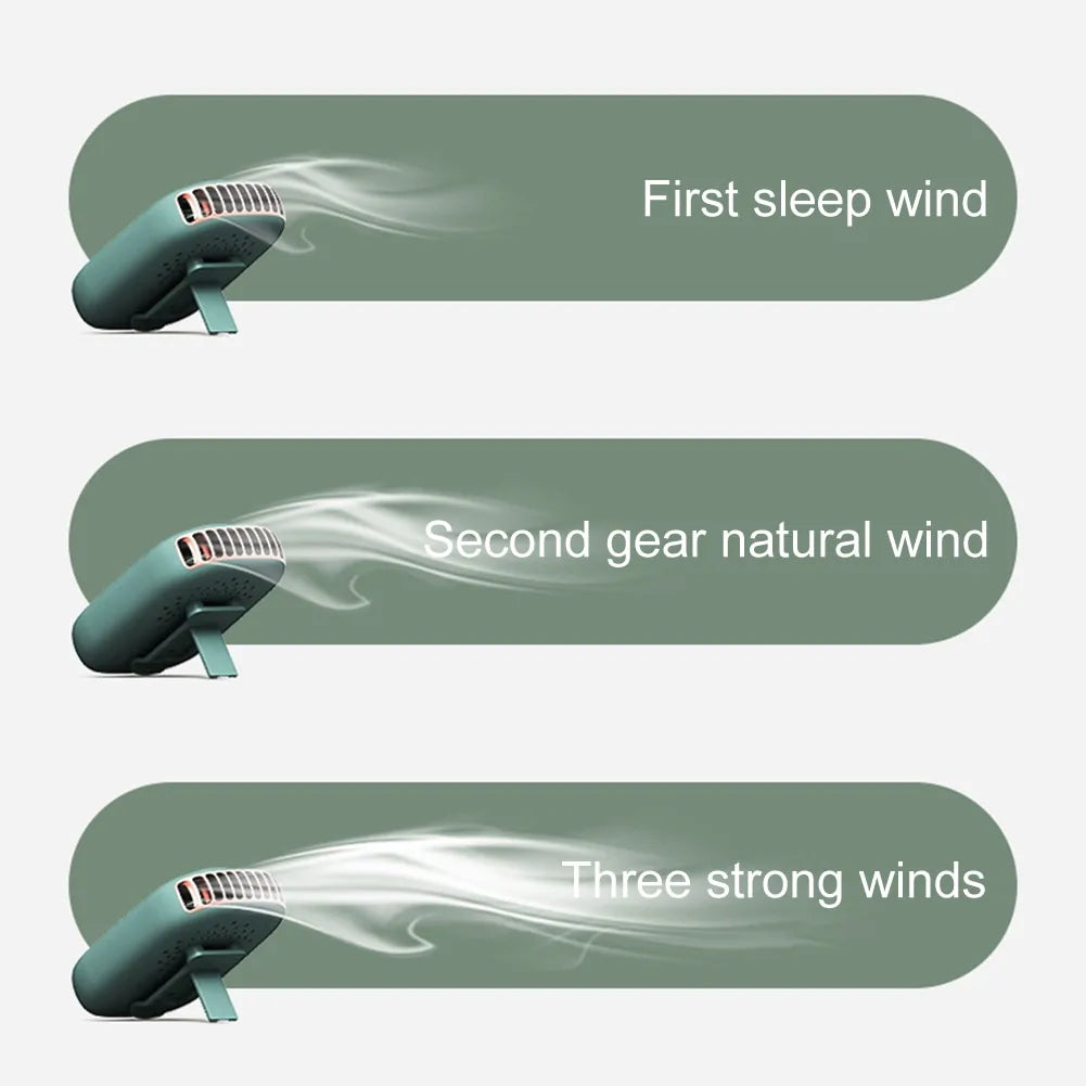 Mini Portable Bladeless Neck Fan 3 Speed Rechargeable 2000mAh Wearable Hands Free Cooling Fan ABS Lightweight Personal Use