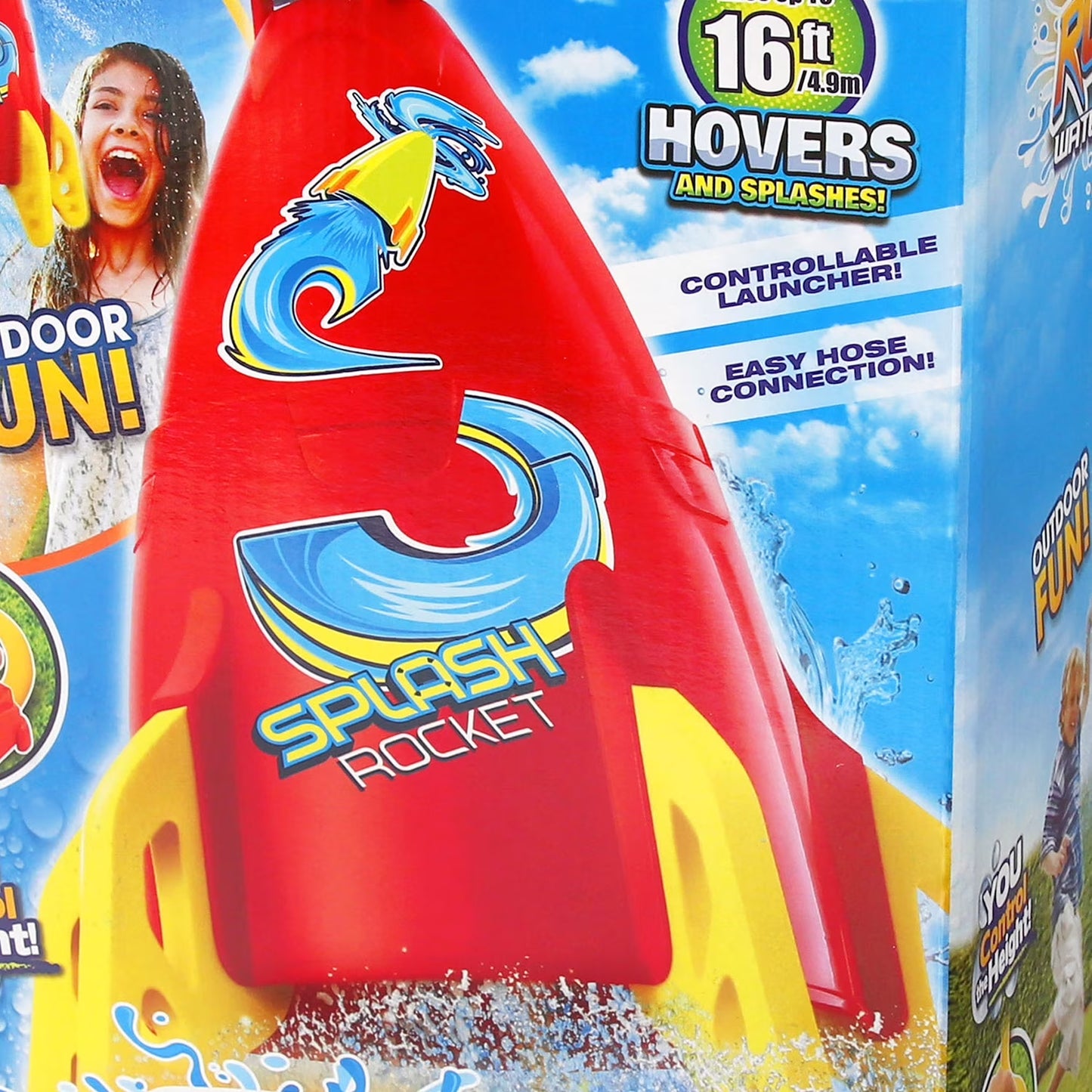 : Water-Powered Splash Rocket Sprinkler - Hovers & Sprays Water, Controllable Launcher, Flies up to 16 Ft, Hose Attaching, Outdoor Toy, Kids 5+