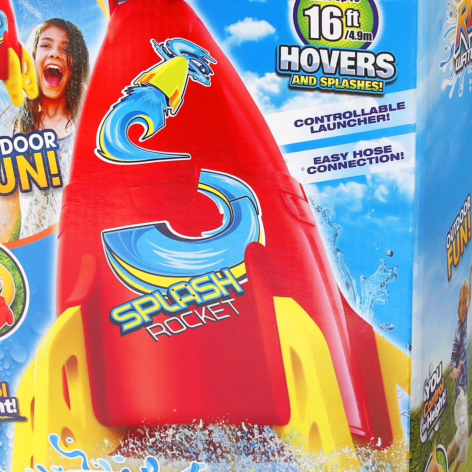 : Water-Powered Splash Rocket Sprinkler - Hovers & Sprays Water, Controllable Launcher, Flies up to 16 Ft, Hose Attaching, Outdoor Toy, Kids 5+