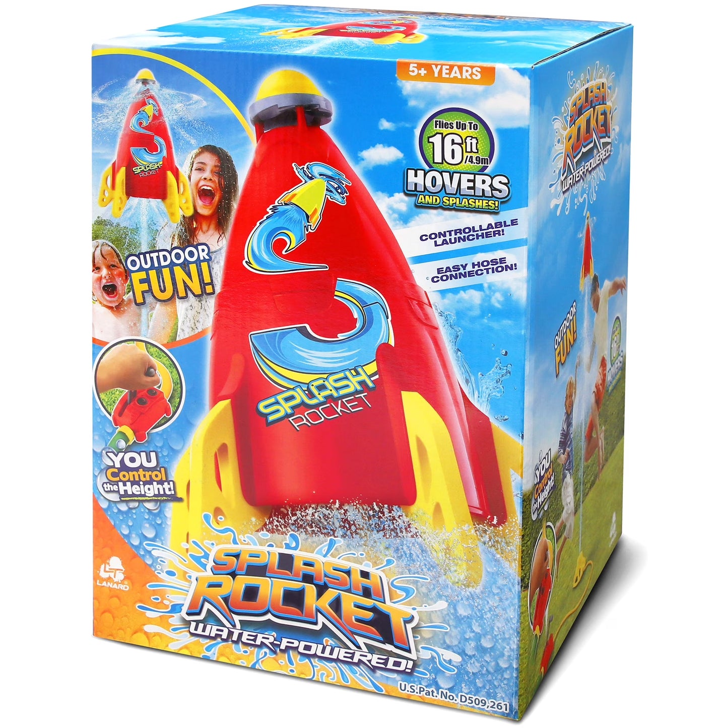 : Water-Powered Splash Rocket Sprinkler - Hovers & Sprays Water, Controllable Launcher, Flies up to 16 Ft, Hose Attaching, Outdoor Toy, Kids 5+
