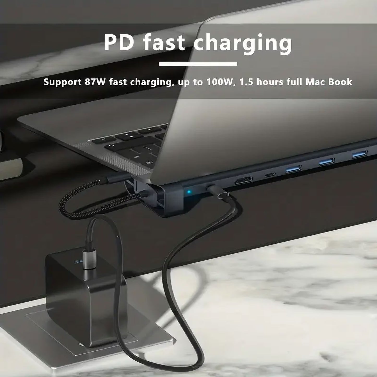 USB C Laptop Docking Station Stand, 10 in 1 Folding Tilt Stand Triple Display USB C , 4K, PD 100W, USB 3.0, TF, SD, Audio, RJ45 for Macbook & Windows