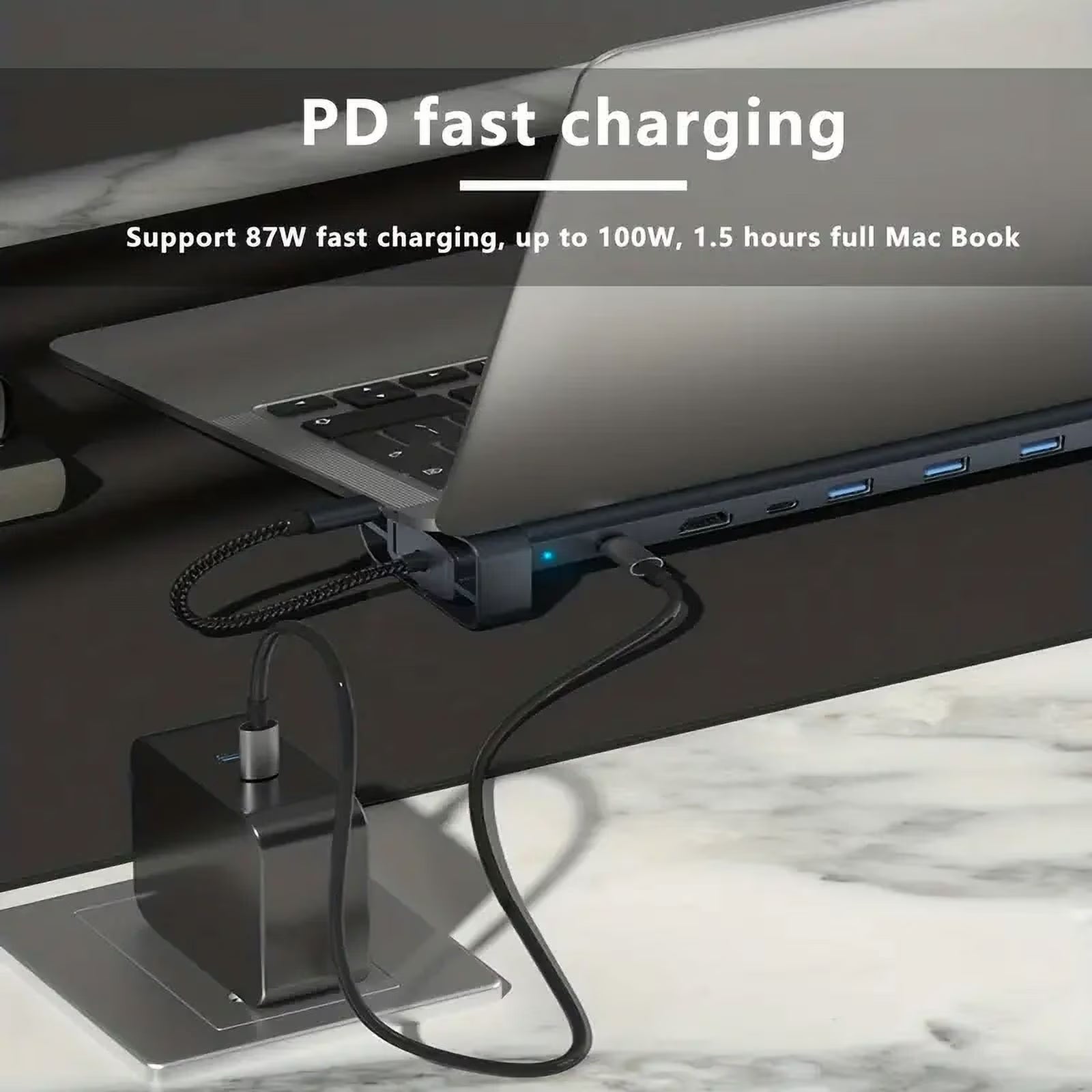USB C Laptop Docking Station Stand, 10 in 1 Folding Tilt Stand Triple Display USB C , 4K, PD 100W, USB 3.0, TF, SD, Audio, RJ45 for Macbook & Windows
