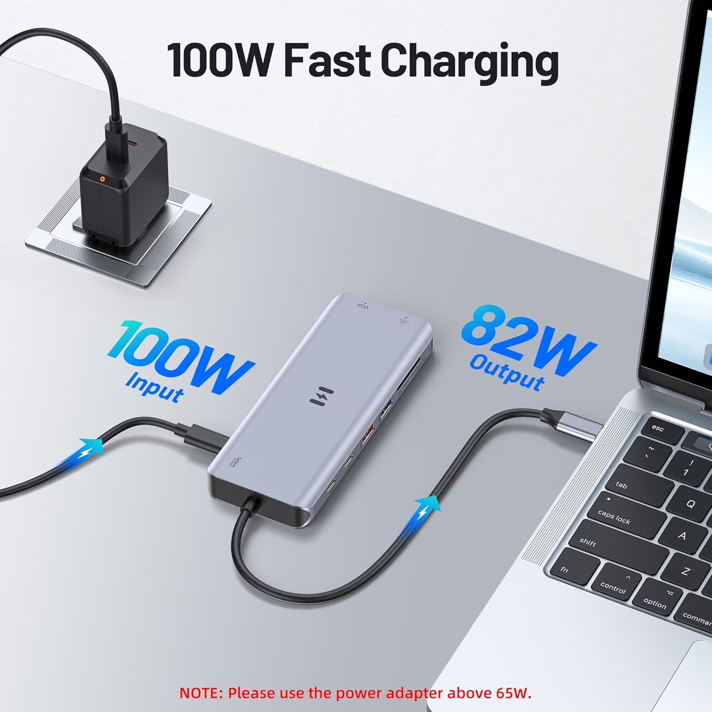 USB-C Triple Display Docking Station, 15-In-1 Laptop Hub with Dual HDMI, 8K DP, VGA, 10Gbps Data Transfer, PD Charging, Compatible with Windows/Mac