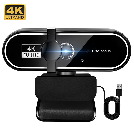 Webcam 4K HD USB Autofocus PC Webcam with Dual Mics for PC Laptop Computer Gaming Streaming Webcam