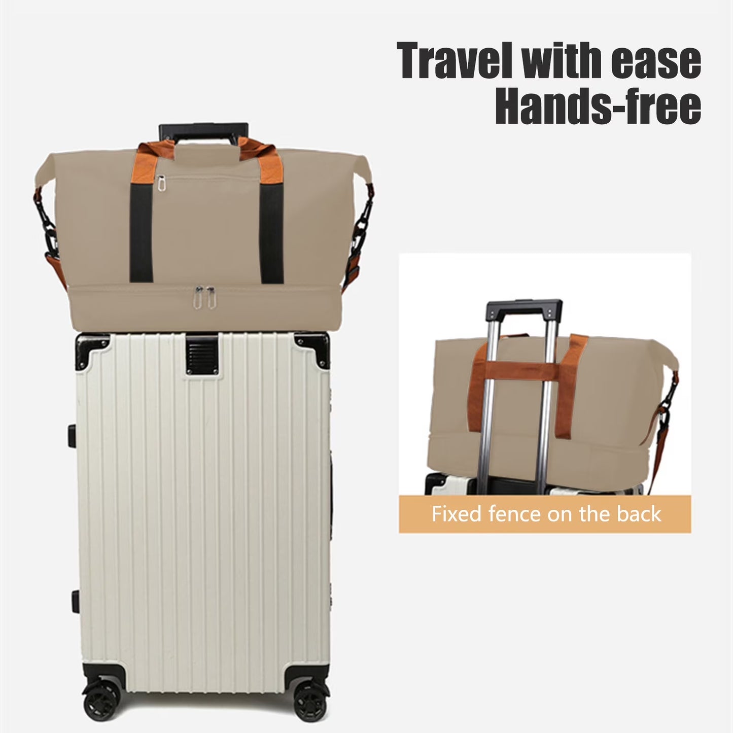 Travel Duffel Bag Foldable Travel Duffel Bag with Wet Dry Separation Shoe Compartment Weekender Carry on 18.11X11.81X9.84In