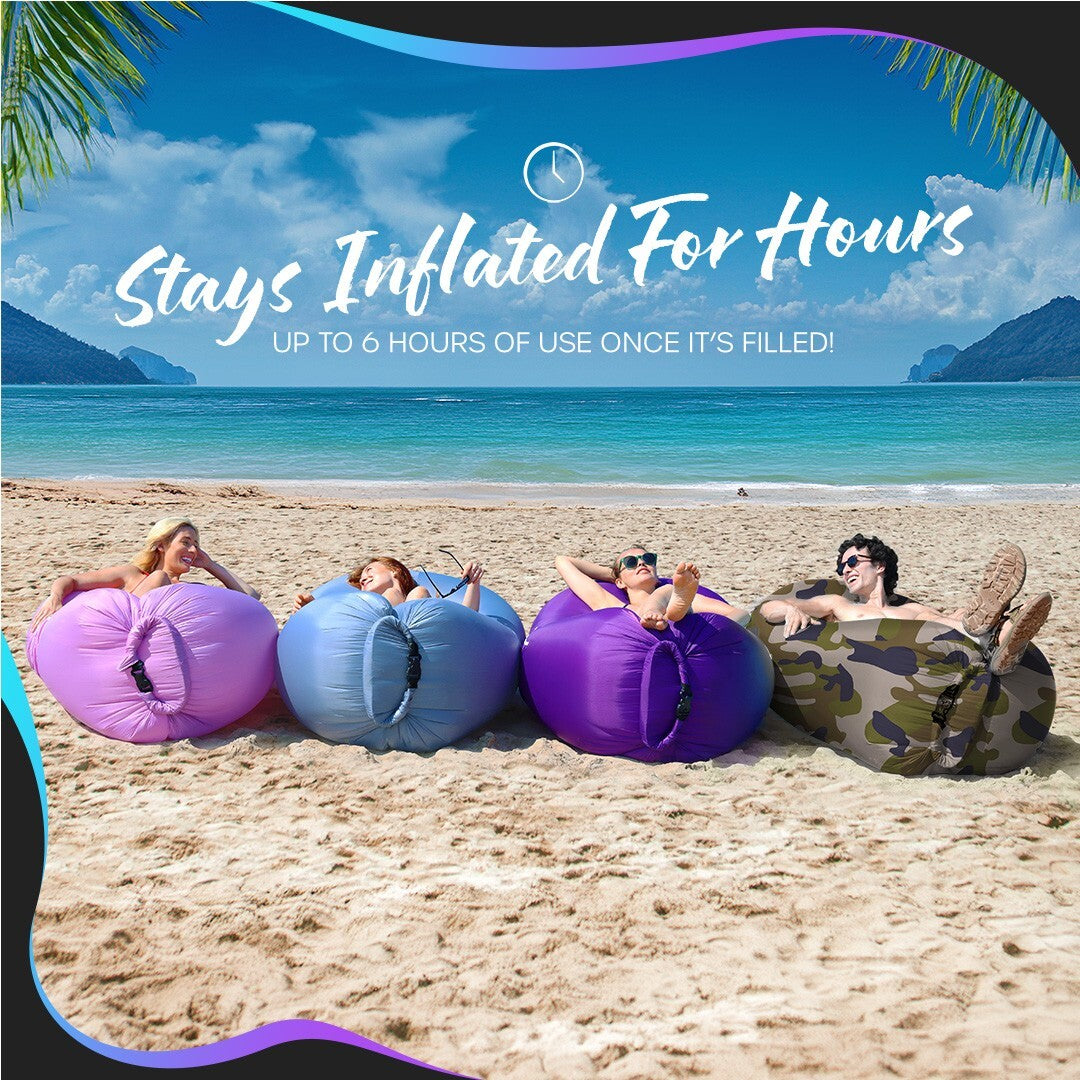 Nevlers Inflatable Air Lounger Sofa Chair Bed with Carry Bag and Pockets Waterproof 210T Polyester Outdoor Travel Use