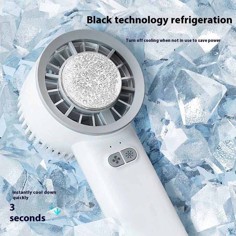 Portable Handheld Turbo Jet Fan Brushless Motor High Speed Mini Fan 3600mAh Rechargeable 3-Speed Ice Cooling Fan Light Blue