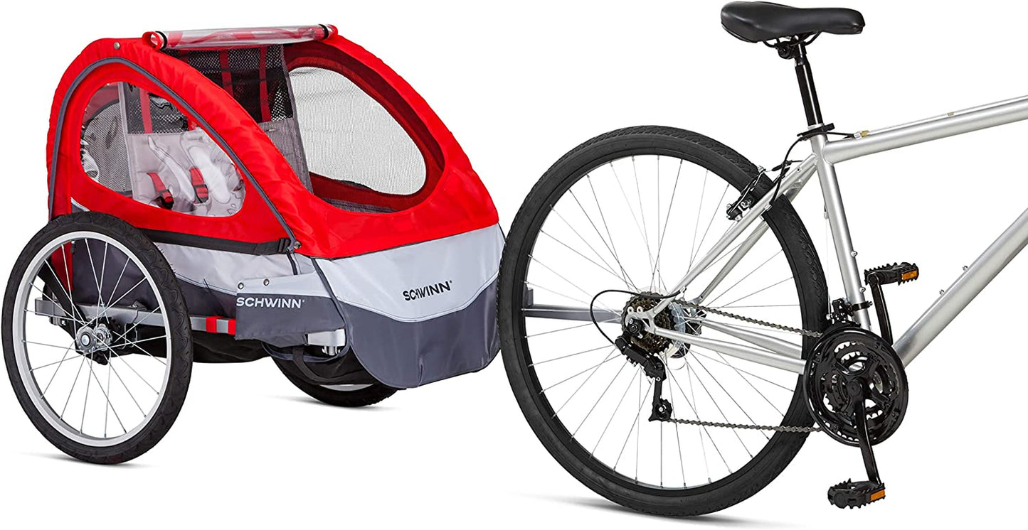 Trailblazer Kids Bike Trailer with Single or Double Seat, Universal Coupler, Folding Frame, Quick-Release Wheels, 2-in-1 Canopy