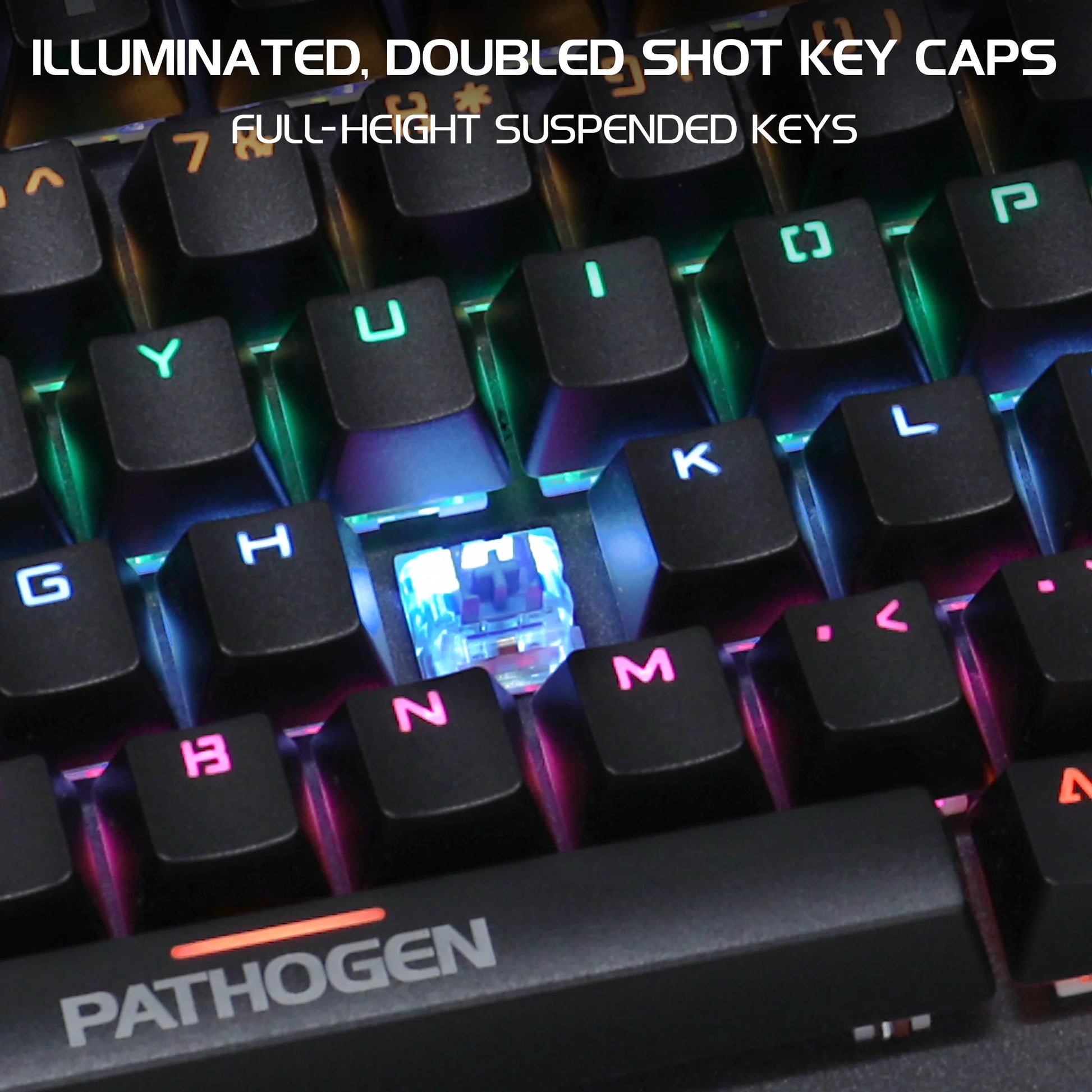 Gaming Keyboard W/ Blue Tactile Mechanical Switches - Rainbow LED with 7 Effects
