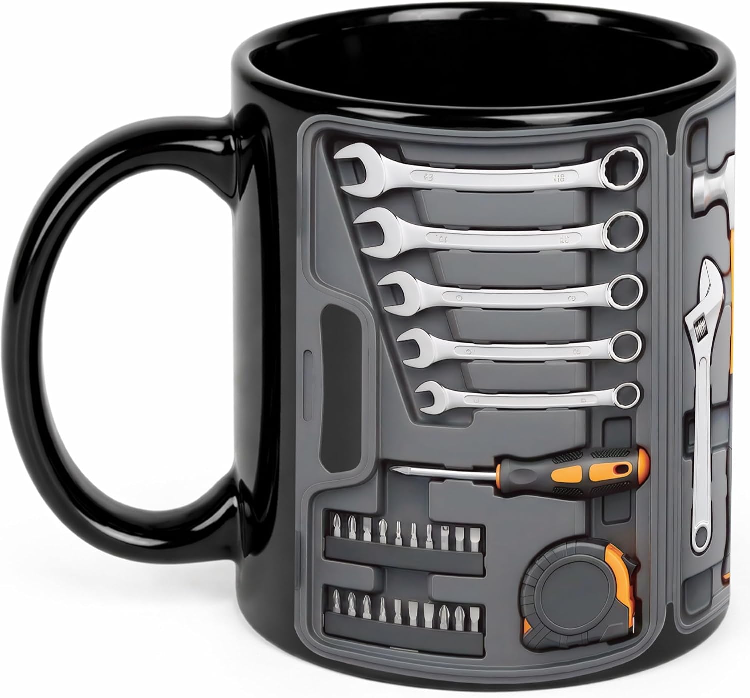 Funny Fathers Day Gift - 11Oz Black Toolbox Coffee Mug for Mechanic Gifts, Dad Gifts for Him Husband Grandpa Mechanics Workshop Lovers