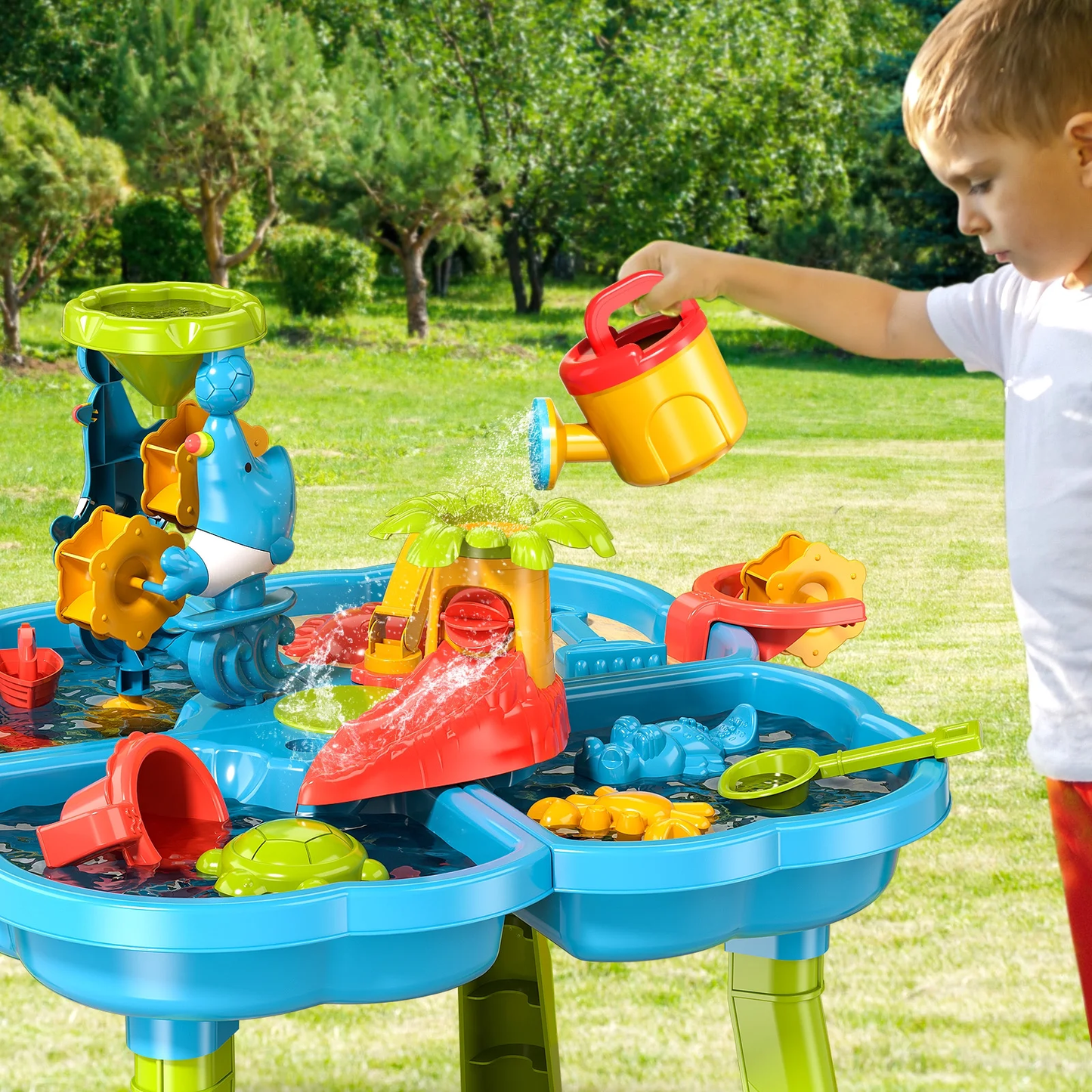 4-in-1 Sand & Water Play Table for Toddlers – 32-Piece Sensory Activity Set with Chair, Ages 2–4