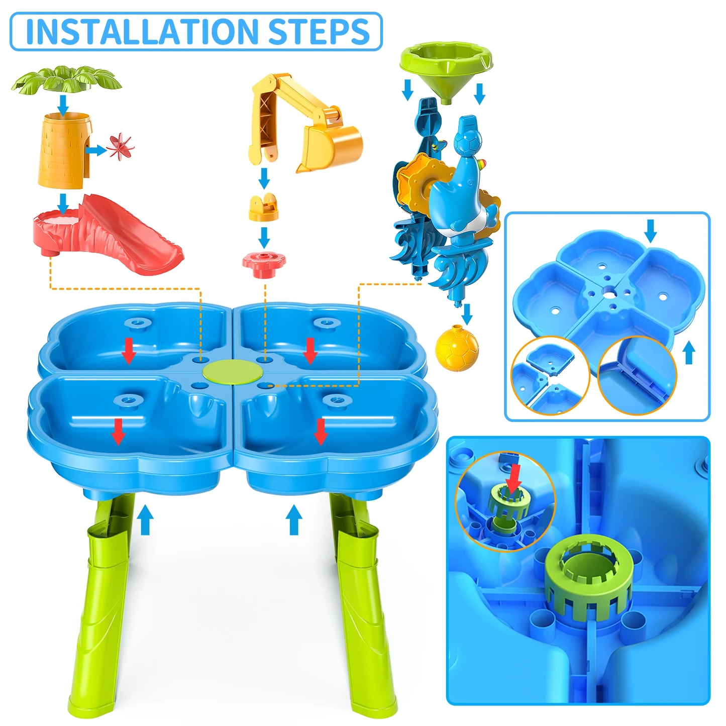 4-in-1 Sand & Water Play Table for Toddlers – 32-Piece Sensory Activity Set with Chair, Ages 2–4